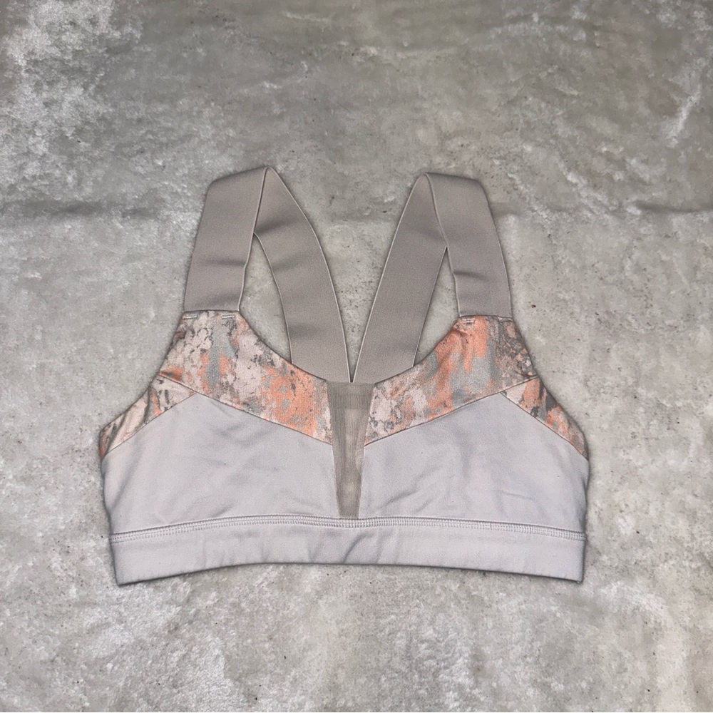 Alo Yoga Off-White & Peach Marble Sports Bra Size Medium